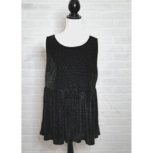 Torrid Black Cheetah Velvet Burnout Babydoll Tank‎ Size 1 1X